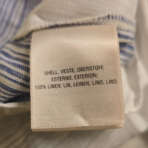 Anthropologie Elevenses Wide-Leg Pants in Light Blue and White Linen Size 6 - Picture 15 of 16